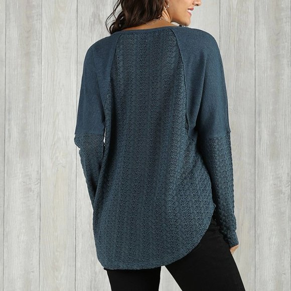 Suzanne Betro Sweaters - Lace Back Scoop Neck Tunic